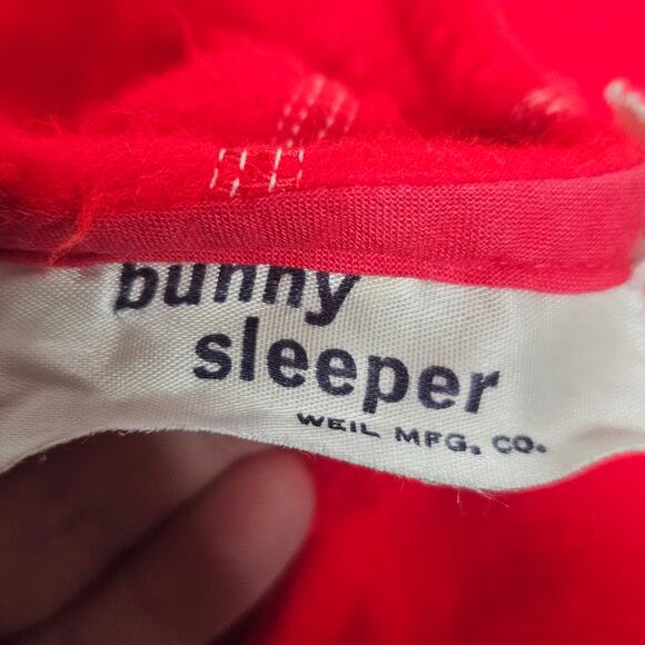 Vintage 60s Dayglo Red Adult One Piece Pajamas by Bunny Sleeper - Picture 5 of 5